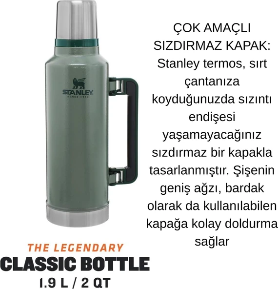 Stanley Classic Legendary Vakumlu Çelik Termos 1,9 L - Resim 2