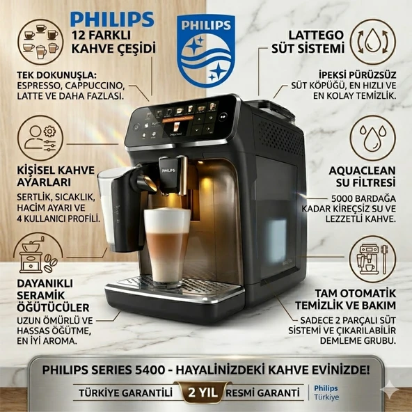Philips Lattego Tam Otomatik Espresso Makinesi 5400+ Dijital Mutfak Tartısı Hediye ürün görseli 1