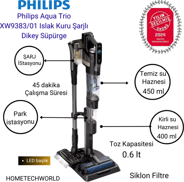 Philips Aqua Trio XW9383/01 Islak Kuru Şarjlı Dikey Süpürge+ Akıllı Baskül Hediye ürün görseli 1