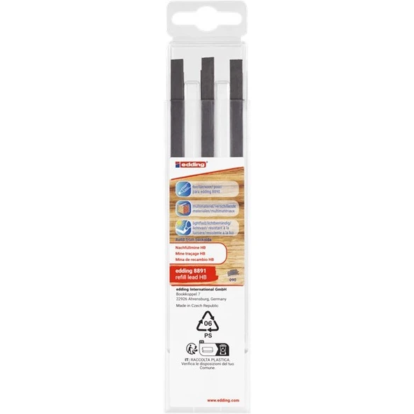 Edding 8891-K6Hb Mekanik Marangoz Kalemi Yedek Uç Hb 6 Lı Set ürün görseli 1