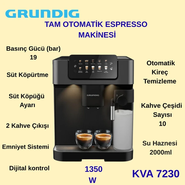 Grundig Kva 7230 1350 W Tam Otomatik Espresso Makinesi+ Mutfak Hassas Dijital Tartı Hediye ürün görseli 1