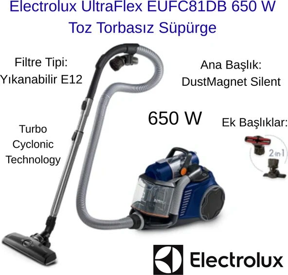 Electrolux Ultraflex  650 W Toz Torbasız Süpürge ürün görseli 1