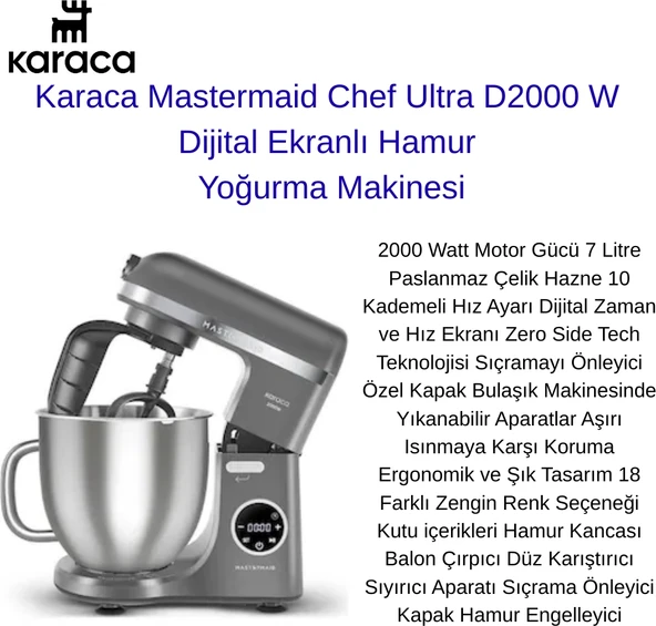 Karaca Mastermaid Chef Ultra D2000W Dijital Ekranlı Mutfak Şefi 7l+ Hassas Mutfak Tartısı Hediye ürün görseli 1