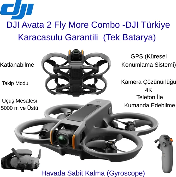 Djı Avata 2 Fly More Combo (Tek Batarya)  Djı Türkiye Karacasulu Garantili ürün görseli 1