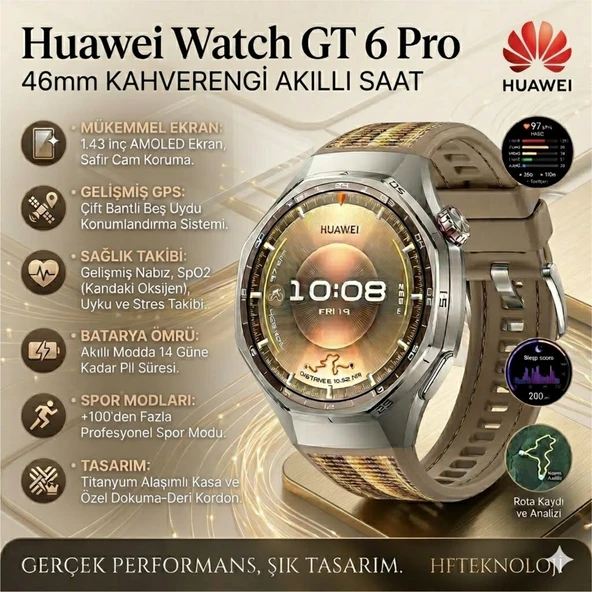Huawei Huaweı Watch Gt 6 Pro Akıllı Saat, 21 Güne Varan Pil Ömrü, Gps Akıllı Saat, 100+ Spor Modu, Bisiklet Özelliği, Ios ve Android Uyumlu, Ekg Analizi, Sağlık... ürün görseli 1