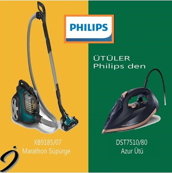 Philips Marathon Ultimate Torbasız Süpürge, XB9185/07 + Philips Azur 7000 Buharlı Ütü DST7510/80 ürün görseli 1