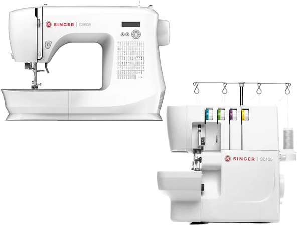 Singer C5605 Elektronik Dikiş Makinesi ve Singer S0105 Overlok Makinesi Avantajlı Paket ürün görseli 1