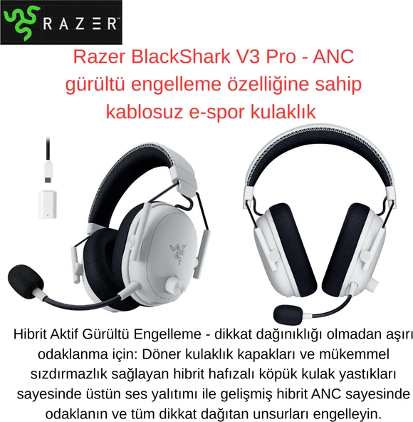 Razer Blackshark V3 Pro - Anc Gürültü Engelleme Özelliğine Sahip Kablosuz E-Spor Kulaklık ürün görseli 1