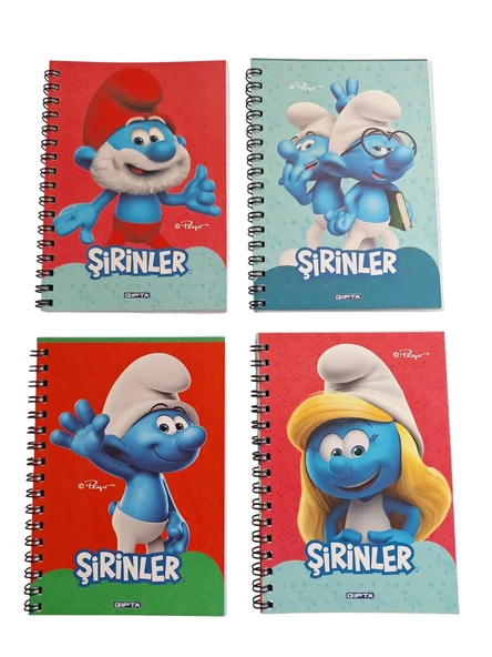 Gıpta Şirinler Spiralli A6 Küçük Boy Karton Kapak Not Defteri 80 Yaprak Kareli (36 Lı Paket) ürün görseli 1