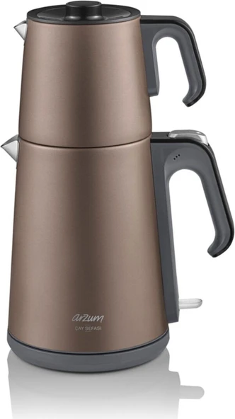 Arzum Elektrikli Çaydanlık AR3080 Çay Sefası 1650W Çelik Çay Makinası Kahverengi Çelik ürün görseli 1