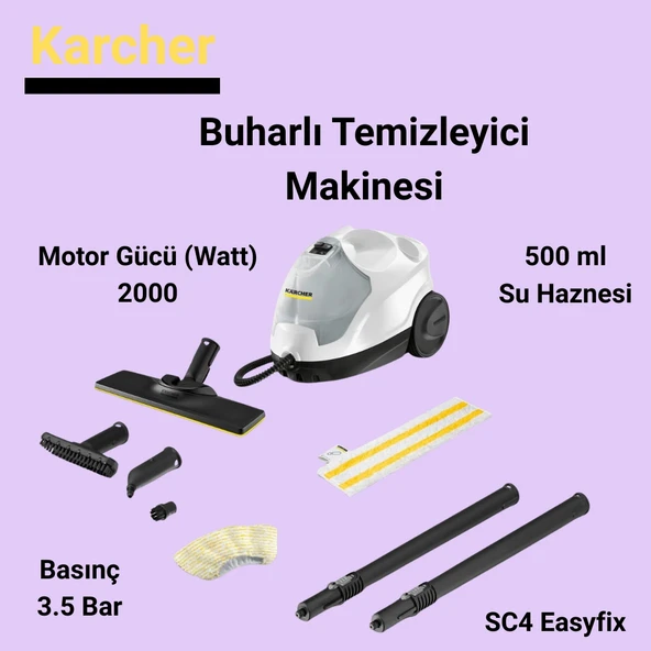 Karcher Sc4 Easyfix Buharlı Temizleyici Makinesi + Kiwi KMX-3608 200 W Mikser Hediye ürün görseli 1