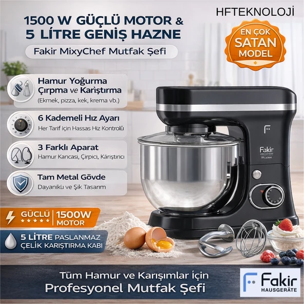 Fakir Mixychef 1500 W 5 Lt Mutfak Şefi + Dijital Mutfak Tartısı Hediye ürün görseli 1