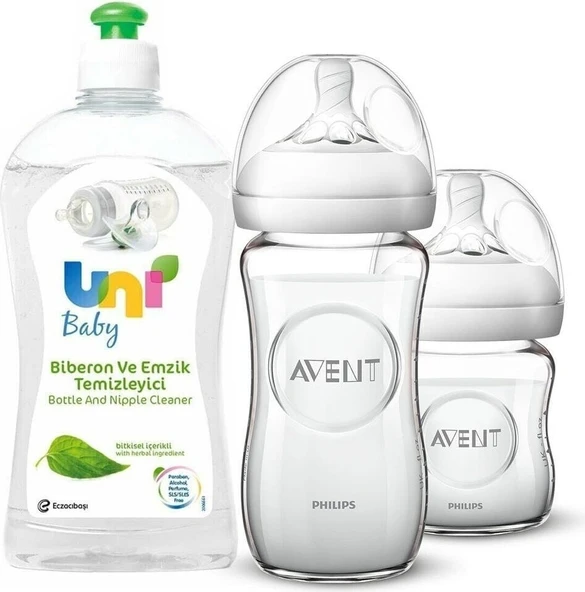 Philips Avent Ikili Cam Biberon Seti 500 ml Temizleyici Hediyeli ürün görseli 1