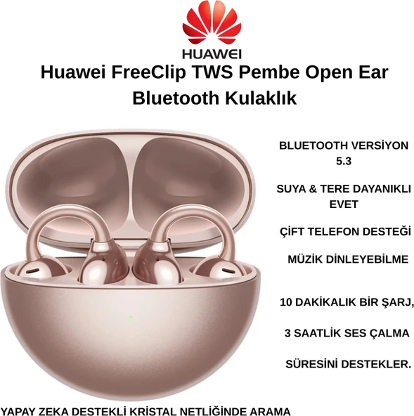Huawei Freeclip Tws Pembe Open Ear Bluetooth Kulaklık+ Phılıps Epilasyon Hediye ürün görseli 1