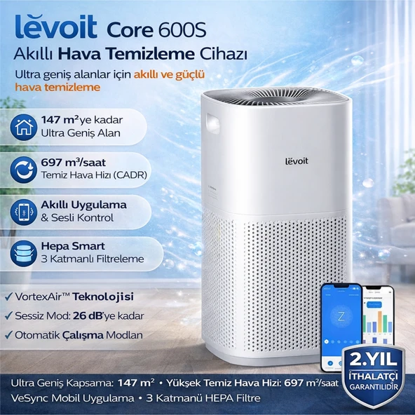 Levoit Core  Pro Akıllı Hava Temizleme CIHAZI-600S+ Xiaomi Akıllı Baskül Hediye ürün görseli 1