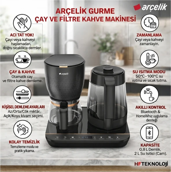 Arçelik  Gurme Otomatik Çay & Filtre Kahve Makinesi + Dijital Mutfak Tartısı Hediye ürün görseli 1