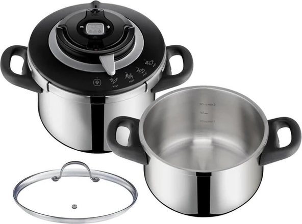 Tefal Clipso Chef Düdüklü Tencere Seti 6 Litre + 4,5 Litre Demir Malzeme ile Tekli Kullanım ürün görseli 1