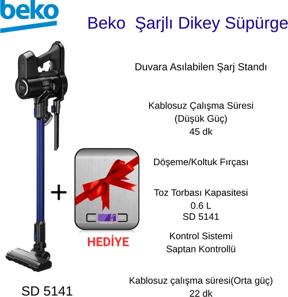 Beko Sd 5141 Şarjlı Dikey Süpürge + Hassas Mutfak Tartısı Hediye ürün görseli 1