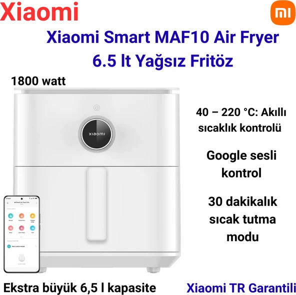 Xiaomi 1800 Watt Smart MAF10 Air Fryer 6.5 Lt Yağsız Fritöz + Hassas Mutfak Terazisi Hediye ürün görseli 1