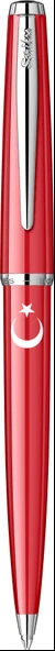Scrikss Tükenmez Kalem 33 Kırmızı Ay Yıldız Baskılı Şeffaf Ambalaj ürün görseli 1