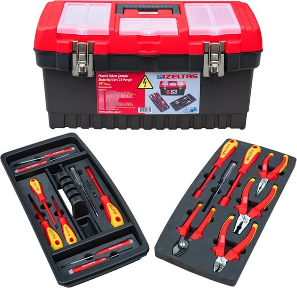 İzeltaş Izeltaş 19'' Plastik Takım Çantası Elektrikçi Set Dolu (23 Parça) 8440001023 ürün görseli 1
