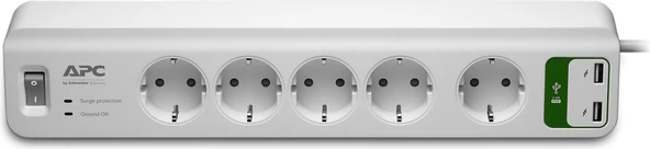 Schneider Electrıc PM5U-GR Apc 5'li Akım Korumalı Priz ve 2 USB Girişi ürün görseli 1