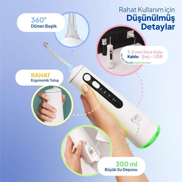 Fakir  Şarjlı Probiwash 7in1 Ağız Duşu Kablosuz Kullanım  + Pilli Diş Fırçası Hediye ürün görseli 1