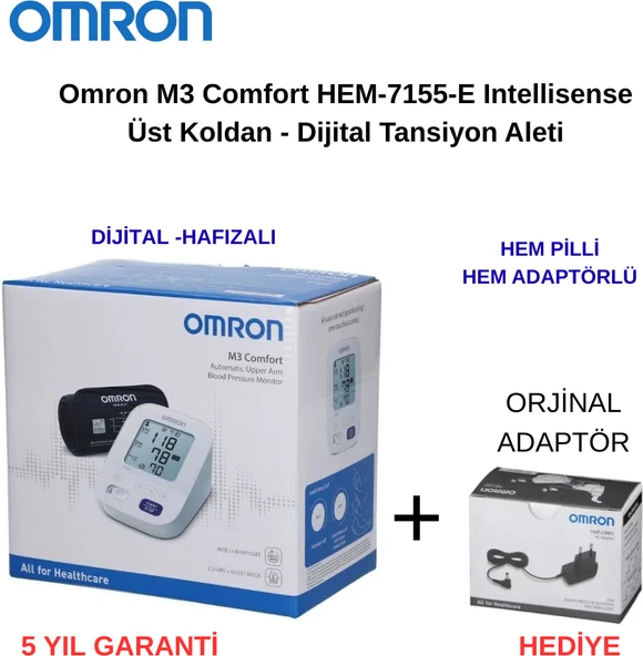 Omron M3 Comfort Koldan Ölçer Tansiyon Aleti + Omron Orjinal Adaptör ürün görseli 1
