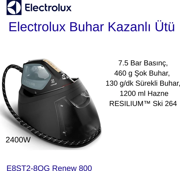 Electrolux 2400W 8og Renew 800,7.5 Bar Basınç, 460 G Şok Buhar Buhar Kazanlı Ütü   +  Dijital Mutfak Tartısı Hediye ürün görseli 1