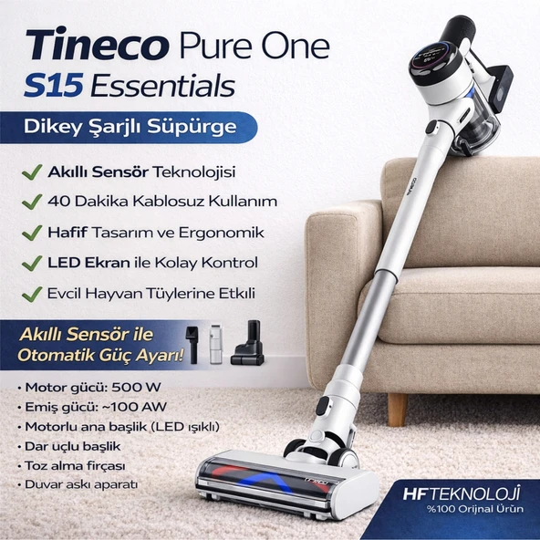 Tineco Pure One S15 Essentials Şarjlı Dikey Süpürge Beyaz + Xiaomi Akıllı Baskül Hediye ürün görseli 1