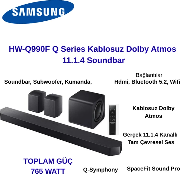 Samsung HW-Q990F 11.1.4 Ch Subwoofer & Arka Hoparlör Q-Serisi Soundbar (2025) + Jbl Bluetooh Hoparlör ürün görseli 1