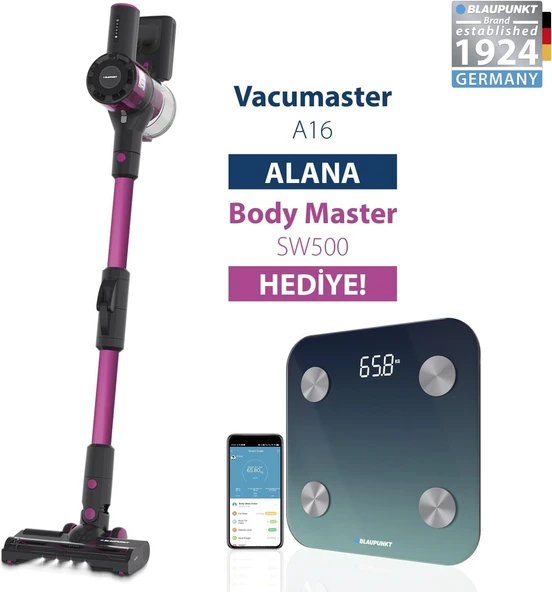 Blaupunkt A16 Vacumaster Kablosuz Dikey Süpürge + Blaupunkt SW500 Body Master Smart Tartı ürün görseli 1