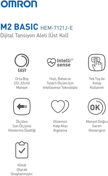 Omron M2 Basic HEM-7121J-E Intellisense Koldan Dijital Tansiyon Aleti - Resim 3