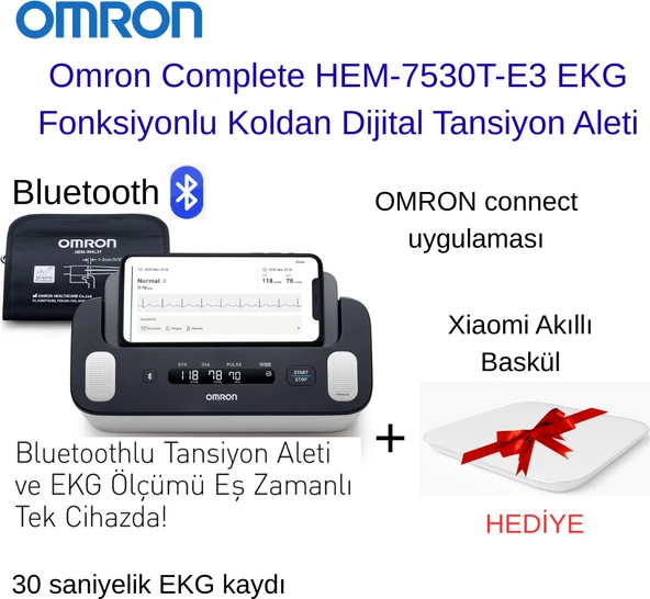 Omron Complete HEM-7530T-E3 Ekg Fonksiyonlu Koldan Dijital Tansiyon Aleti ürün görseli 1