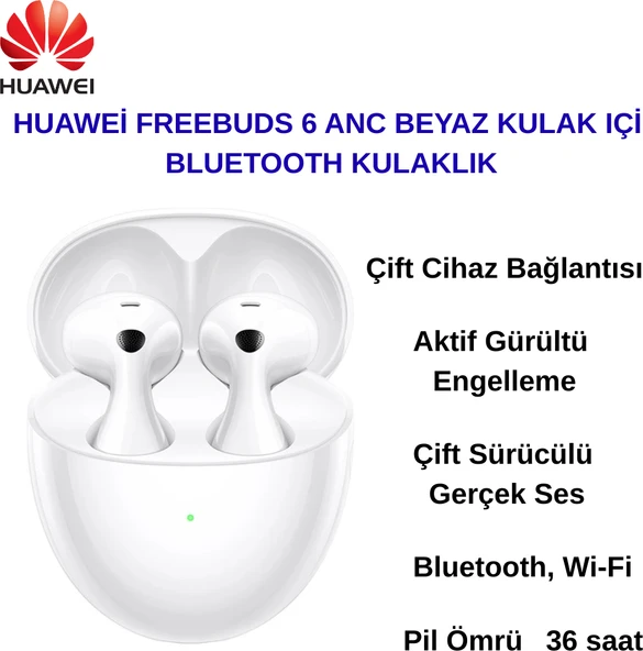 Huawei Freebuds 6 Anc Beyaz Kulak Içi Bluetooth Kulaklık - Beyaz ürün görseli 1