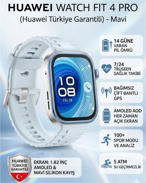 Huawei Watch Fit 4 Pro Akıllı Saat + Huawei Freebuds  Bluetooth Kulaklık Mavi ürün görseli 1