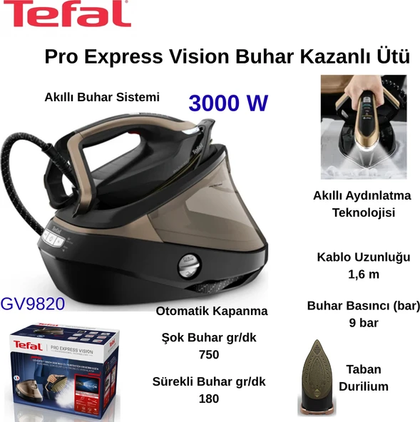 Tefal Pro Express GV9820 Vision Buhar Kazanlı Ütü + Hassas Mutfak Tartısı Hediye ürün görseli 1