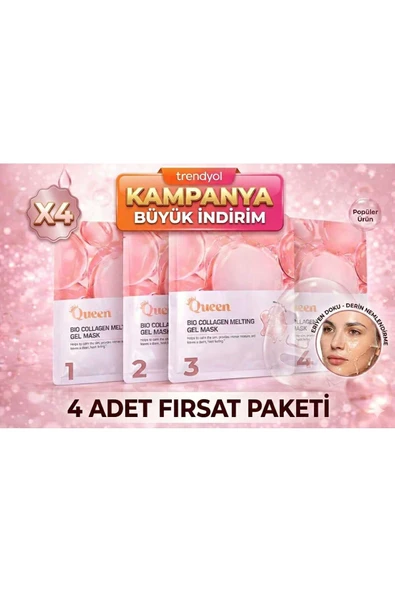 Bio Collagen Melting Gel Mask Kolajen & Hyaluronik Asit Nemlendirici Yüz Maskesi 4'lü Paket ürün görseli 1