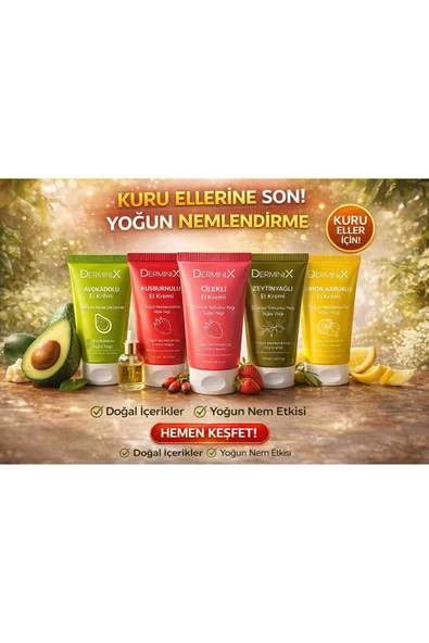 El Kremi Seti 5'li 50 ml – Avokado, Çilek, Kuşburnu, Zeytinyağı, Limon Yoğun Nem ürün görseli 1