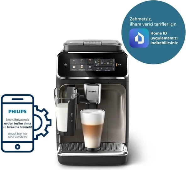 Philips Tam Otomatik Lattego Espresso Makinesi, 3300 Serisi, Silentbrew  Krom ürün görseli 1