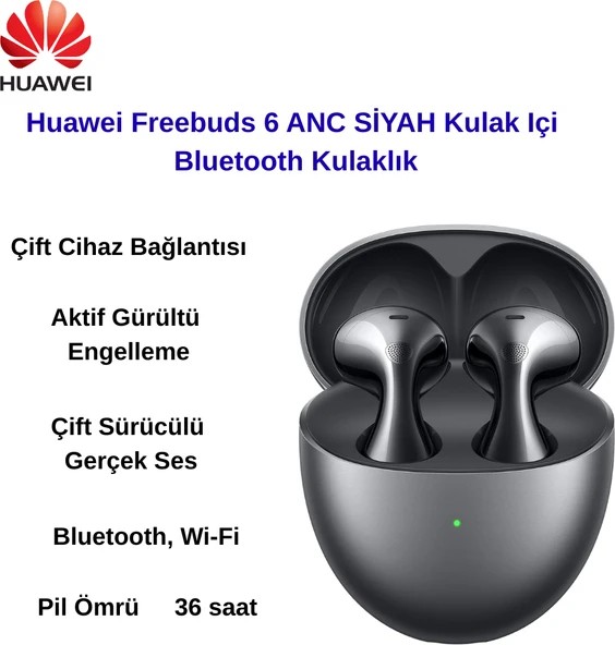 Huawei Freebuds 6 Anc Kulak Içi Bluetooth Kulaklık Siyah ürün görseli 1