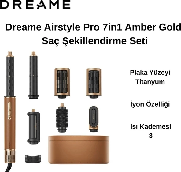 Dreame Airstyle Pro 7in1 Saç Şekillendirme Seti + 3 Lü Erkek Tarama Fön Fırçası Hediye ürün görseli 1