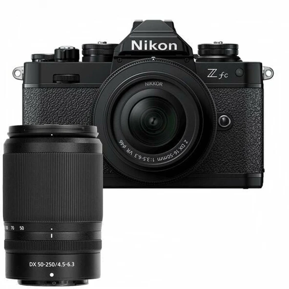 Nikon Z fc 16-50mm + 50-250mm Lens VR Çift Lensli Set (Siyah) KARFO KARACASULU GARANTİLİ ürün görseli 1