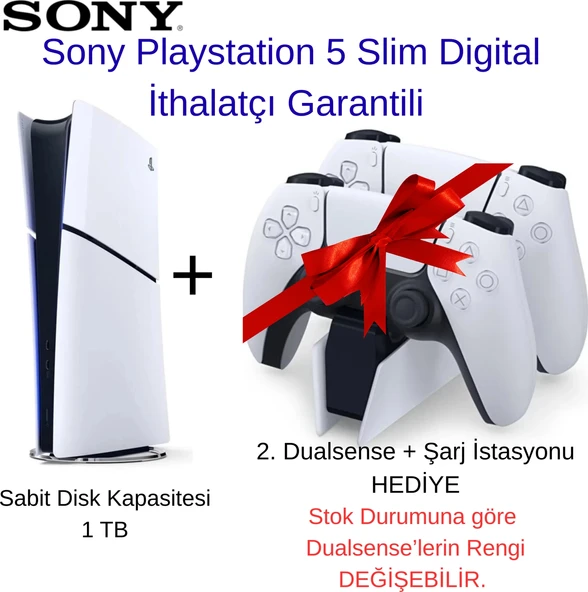 Sony Playstation 5 Slim Digital Ithalatçı Garantili + 2. Dualsense + Şarj Istasyonu Hediye ürün görseli 1