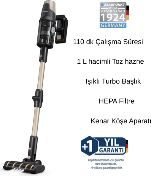 Blaupunkt A70 Şarjlı Dikey Süpürge Gold + Xiaomi Baskülhediye ürün görseli 1