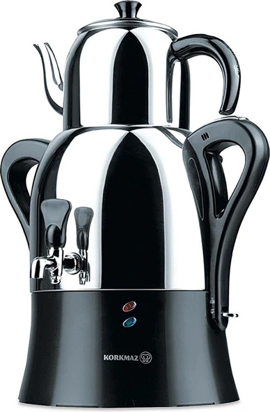 Korkmaz A341 Çaykolik 1.1 lt Üst Demlikli Çelik Çay Makinesi Semaver 2000 Watt Siyah Renk ürün görseli 1