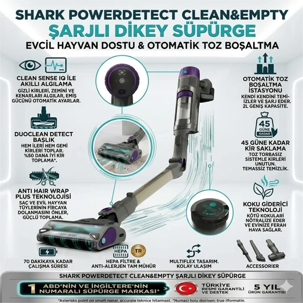 Shark Powerdetect Clean&empty Auto-Empty Sistemli Pet Başlıklı Şarjlı Dikey Süpürge - Shark Ninja ürün görseli 1