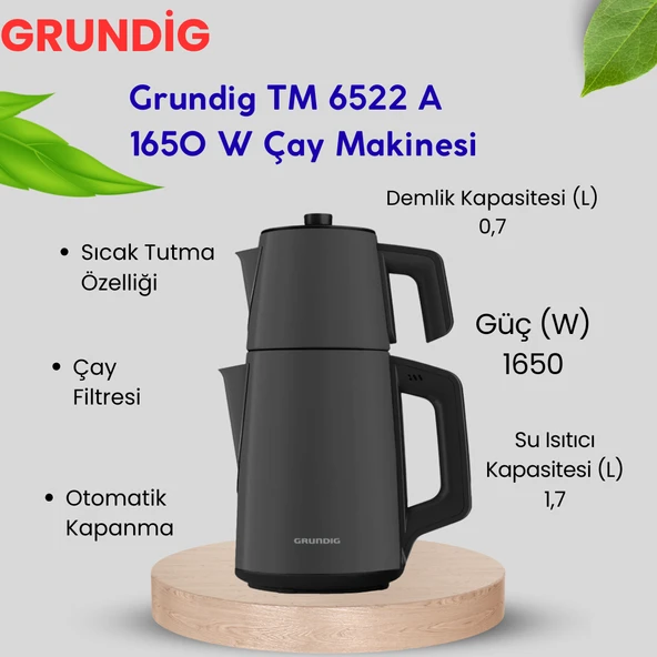 Grundig Tm 6522 A 1650 W Çay Makinesi+ Mutfak Tartısı Hediye ürün görseli 1