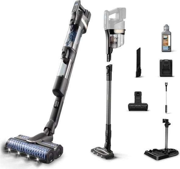 PHILIPS Aqua Trio 9000 Serisi Islak&kuru Dikey Süpürge, Tek Süpürge 3 Işlem, Otomatik Temizlik, LED Işıklı Başlık (XW9463/11) ürün görseli 1