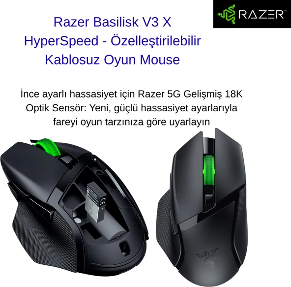 Razer Basilisk V3 x Hyperspeed - Özelleştirilebilir Kablosuz Oyun Mouse Hyperspeed Kablosuz,... ürün görseli 1